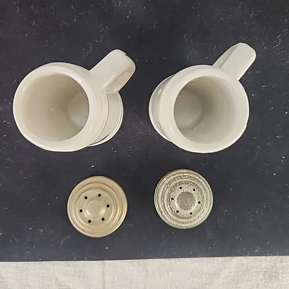 Salt & Pepper Shakers Metal Lid George & Martha Washington Colonial Stein Design
